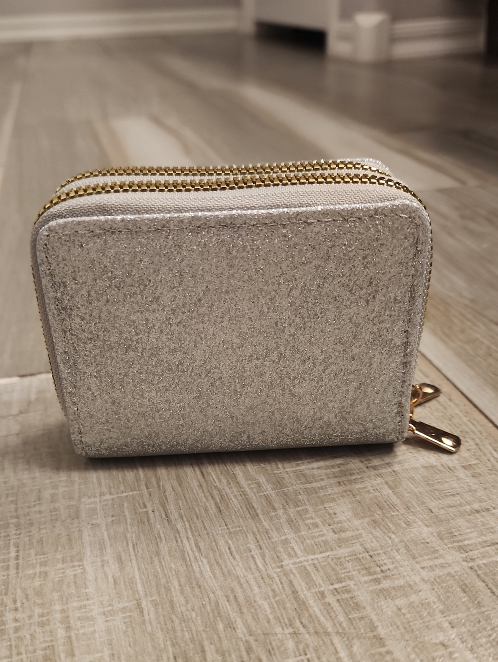 NEW Silver Glitter Double Zip Wallet